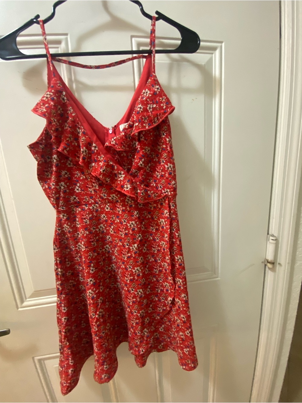 Speechless Red Floral Ruffle Mini Dress | Small (Juniors)